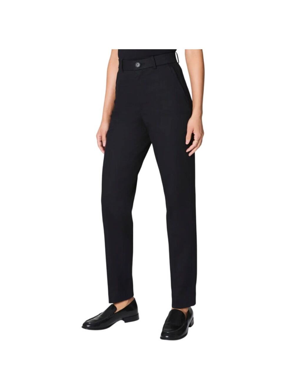 Spanx Black Stretch Belt Loops Twill Slim Straight Pants size XS Petite NEW Tags